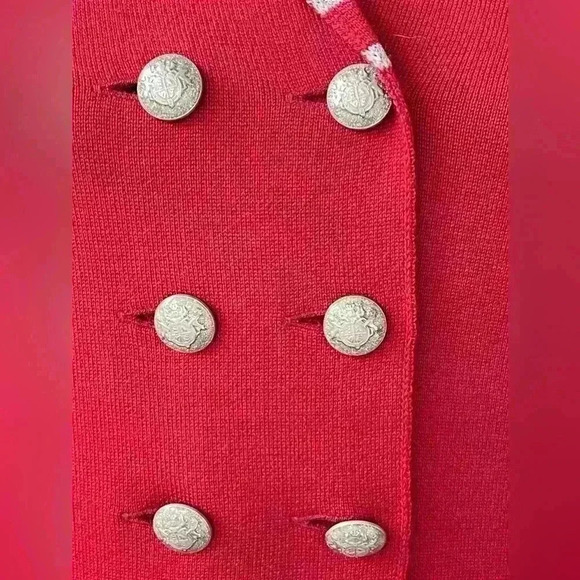 SaintJames red double breasted wool  jacket with gray and red lapel SP France - Picture 2 of 9